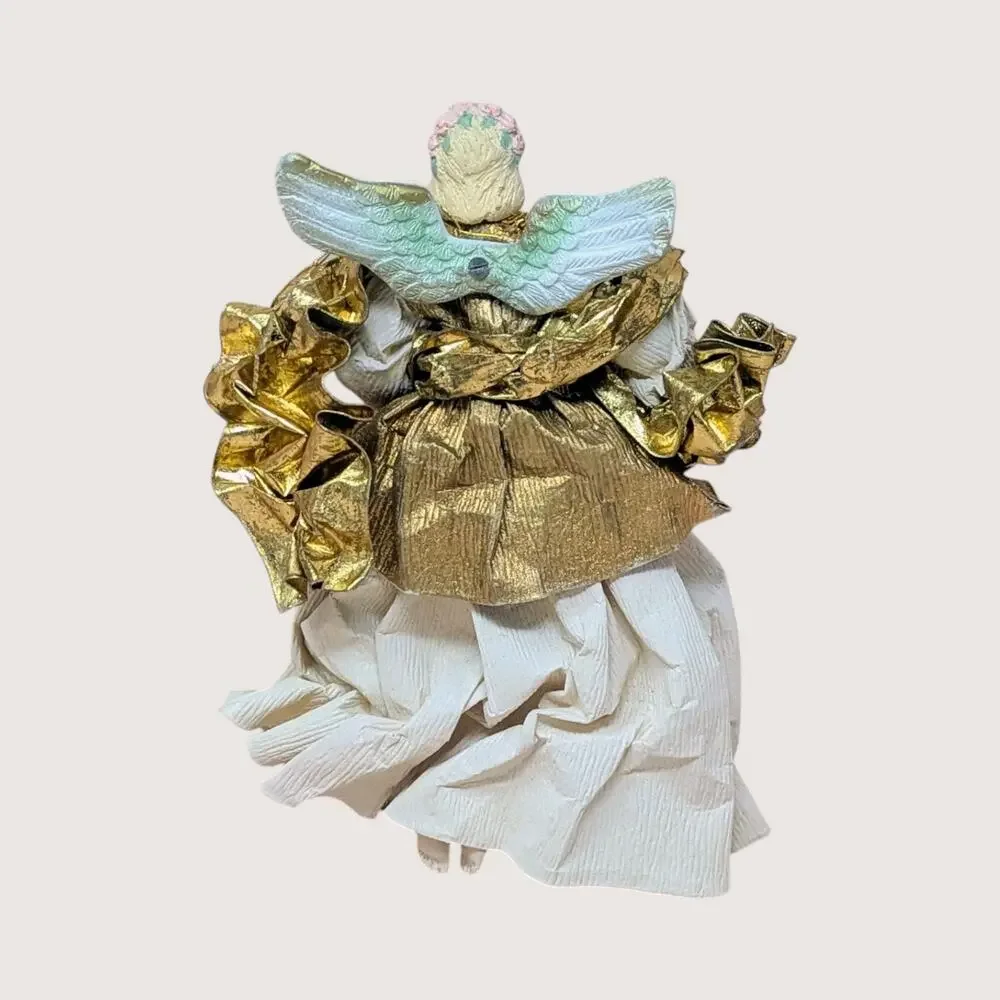 Vintage Fabric Mache Angel Ornament